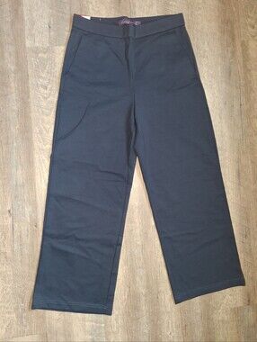 Gloria Vanderbilt Navy Wide-Leg Pull-On Pants